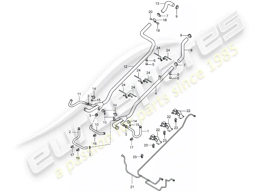 porsche 2005 (carrera gt) refrigeración por agua 1 diagrama de piezas