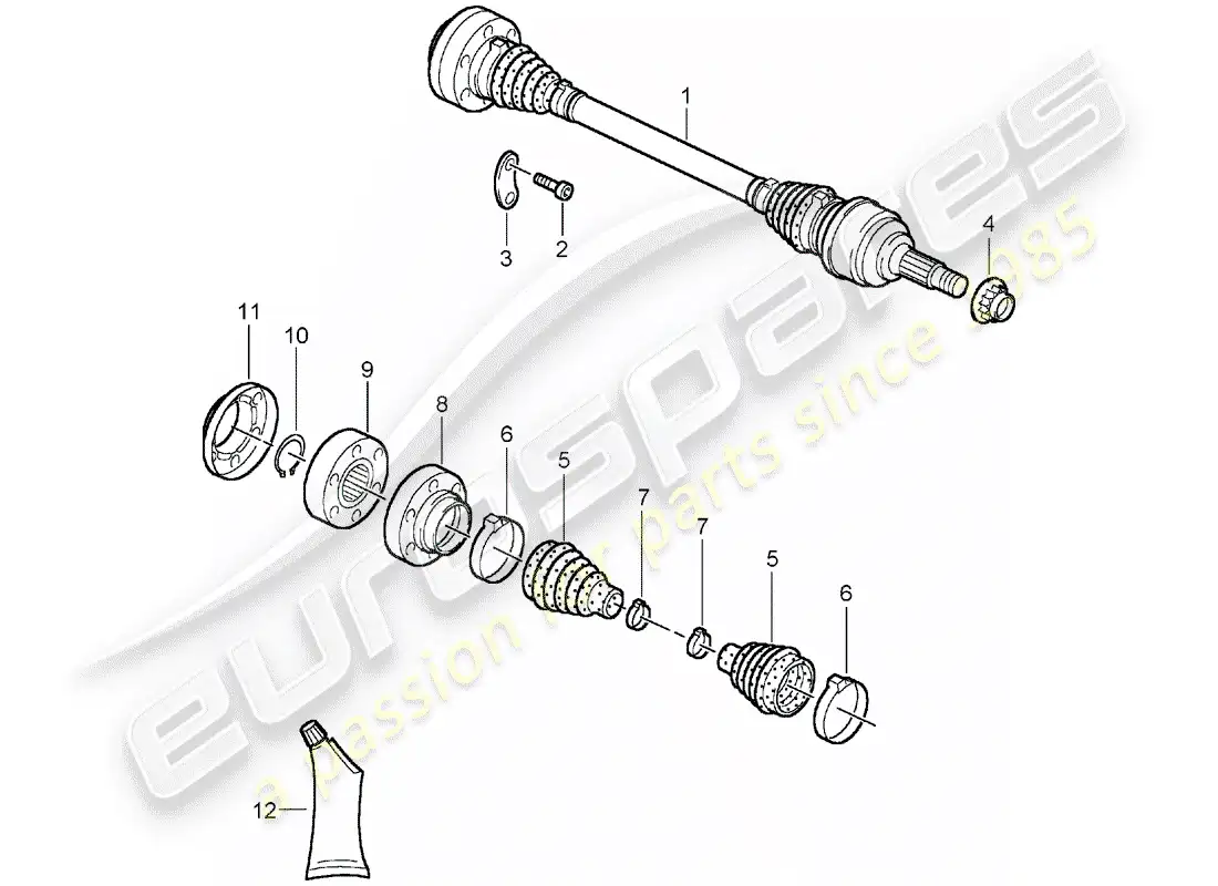 porsche 2005 (carrera gt) diagrama de piezas del eje de transmisión