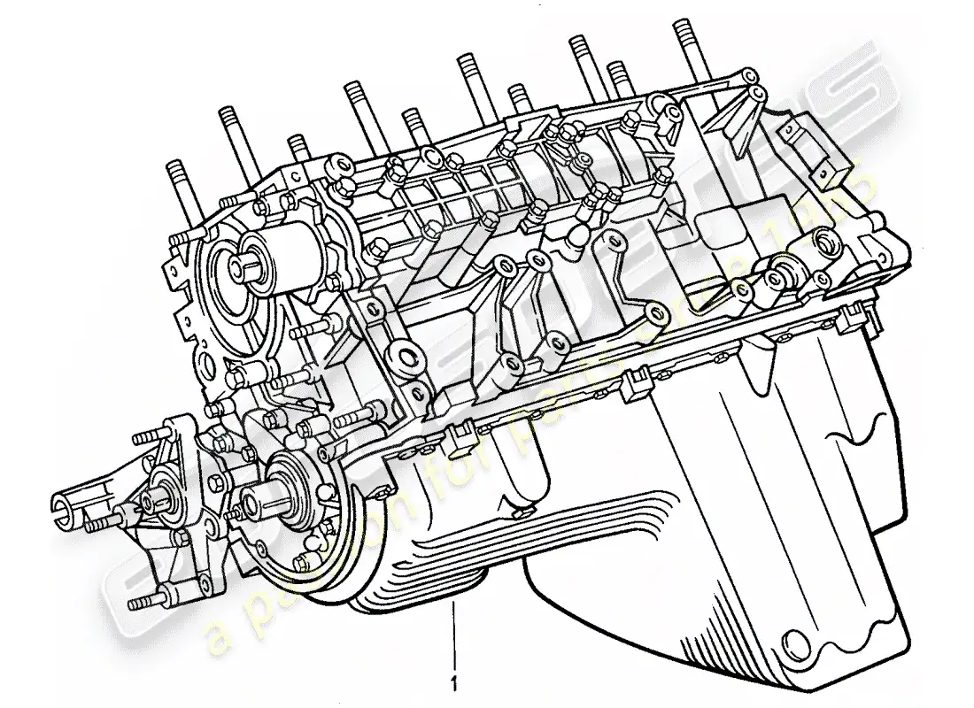 porsche 1990 (944) motor corto - cárter diagrama de piezas