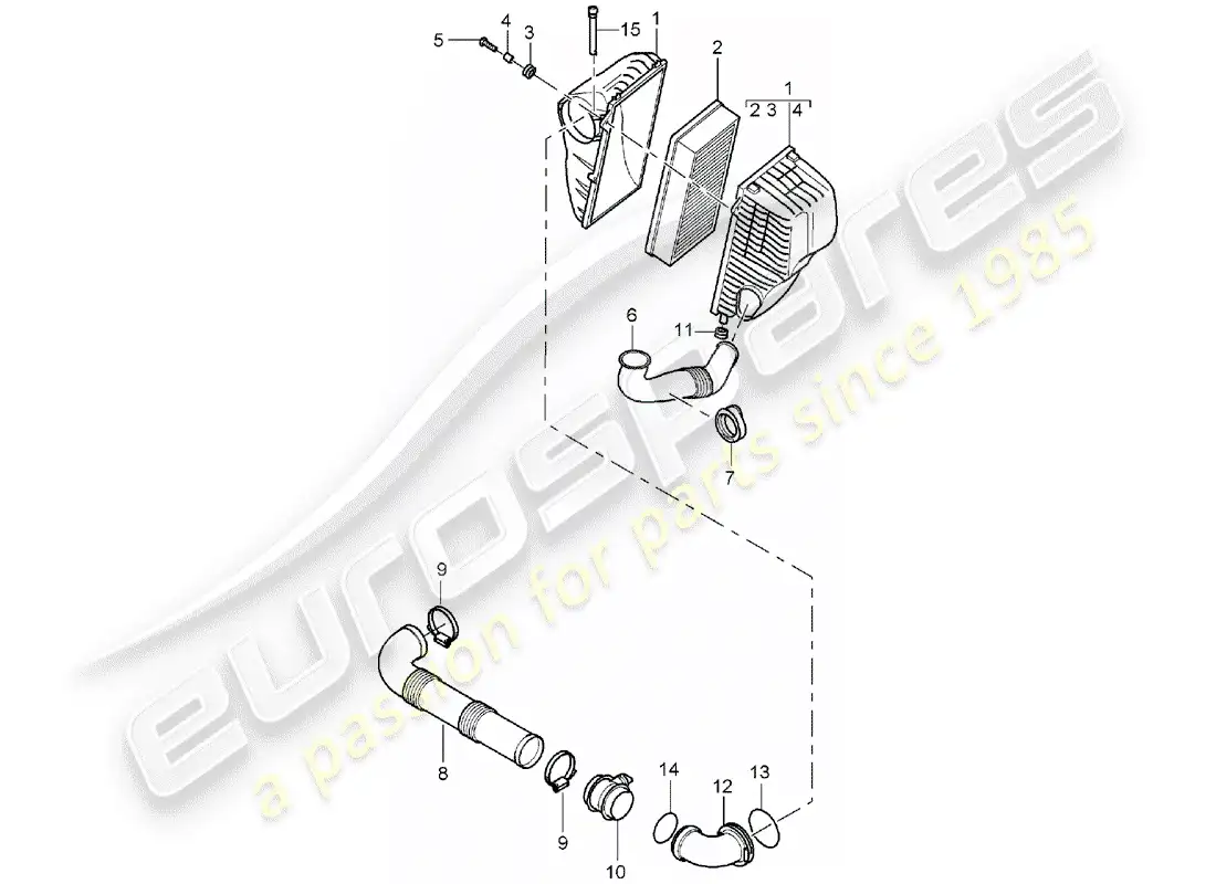 porsche 2005 (cayenne e1 9pa) filtro de aire diagrama de piezas