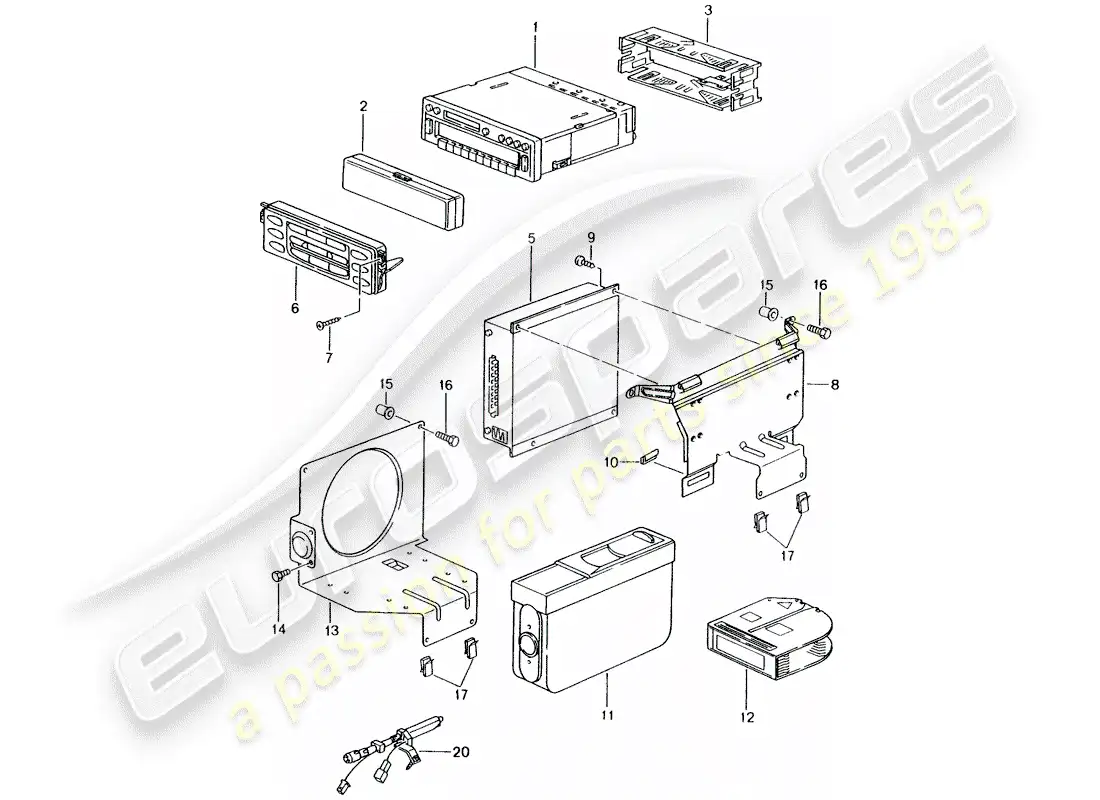 porsche 2004 (996) unidad de radio - amplificador - d >> - mj 2002 diagrama de piezas