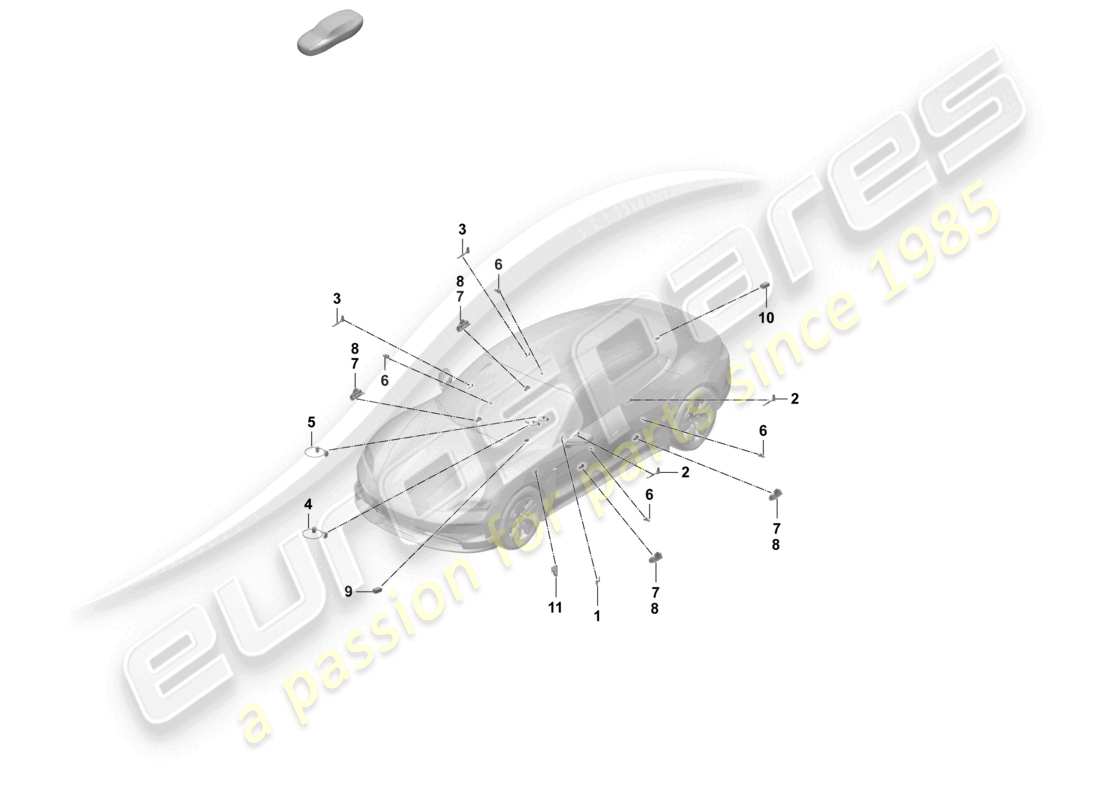 porsche 2026 (taycan 9j1-2) diagrama de piezas de luces de advertencia de la tapa trasera de puertas con luz interior