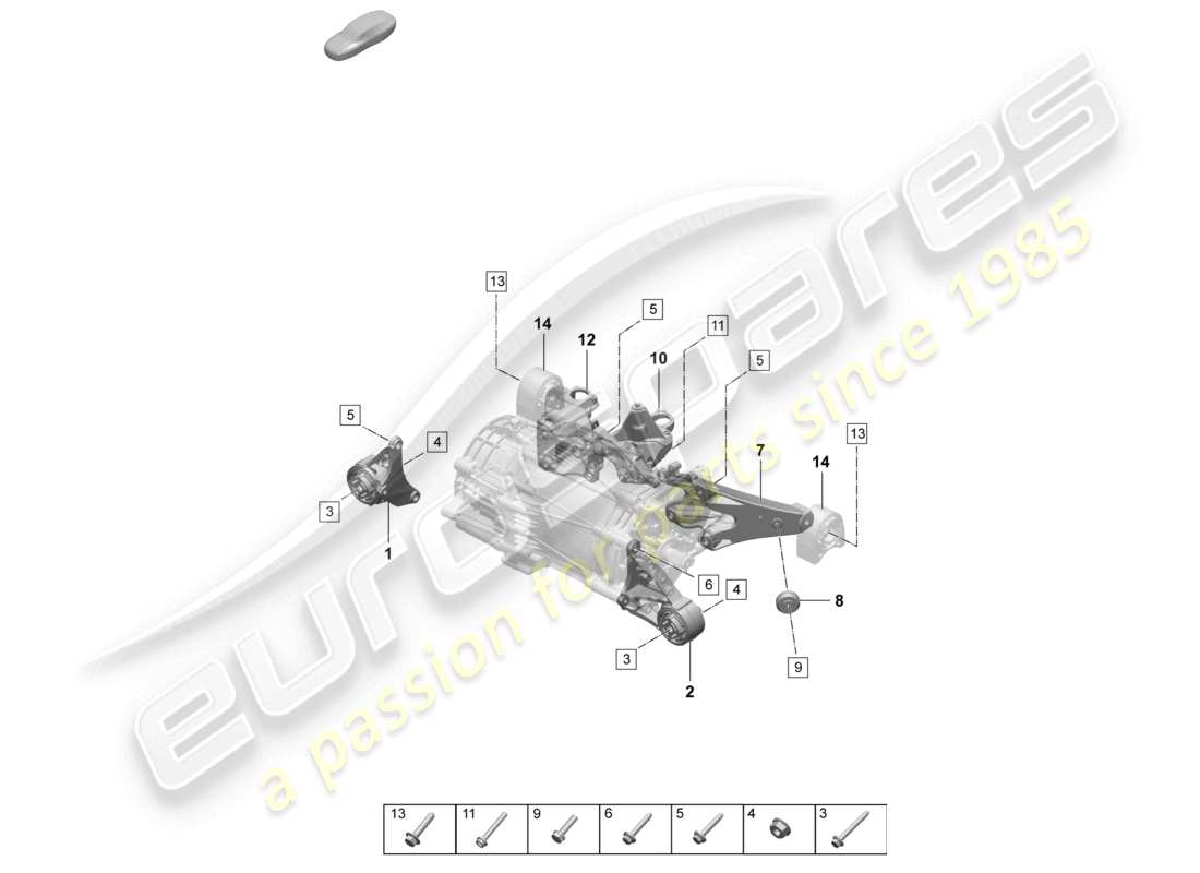 porsche 2026 (taycan 9j1-2) diagrama de piezas del eje delantero del mecanismo de elevación del motor