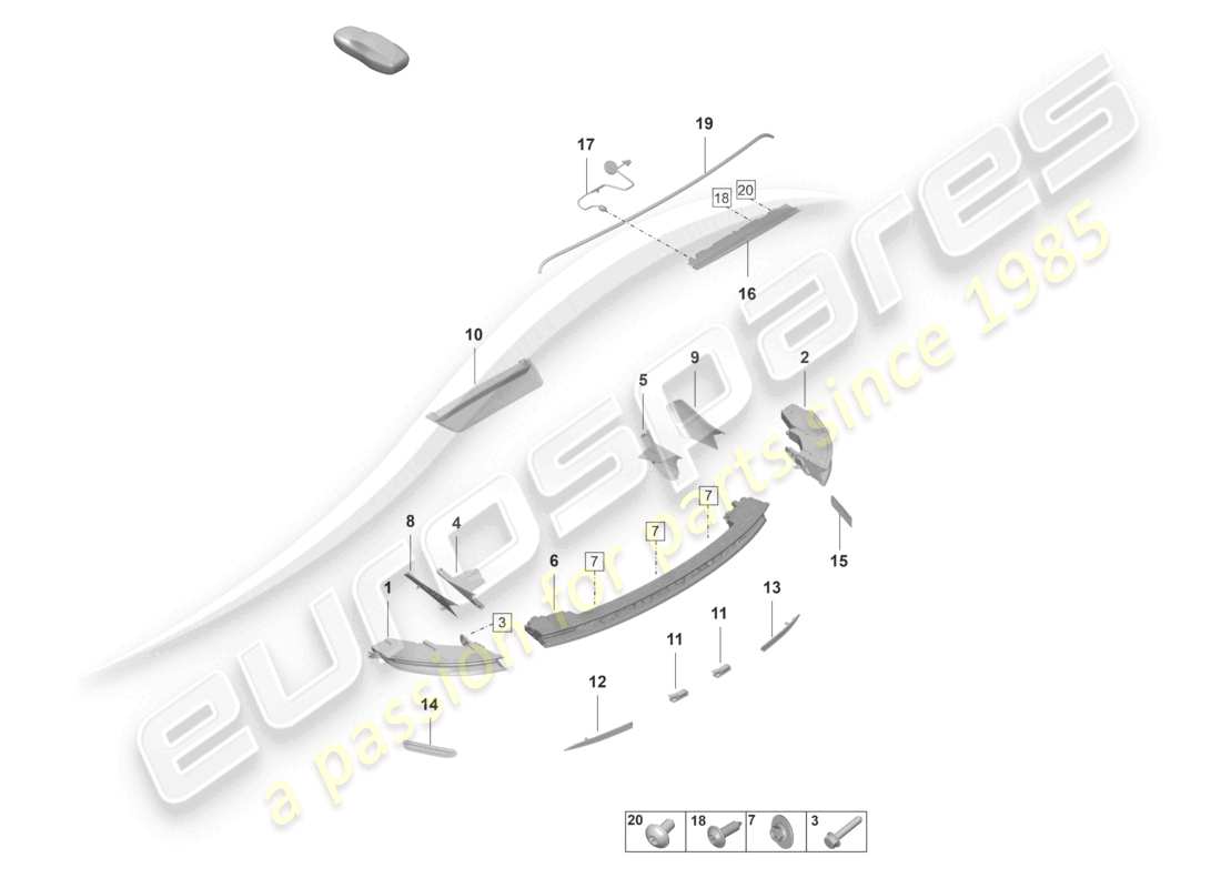 porsche 2021 (taycan 9j1-1) luz trasera luz de freno adicional luz de matrícula diagrama de piezas
