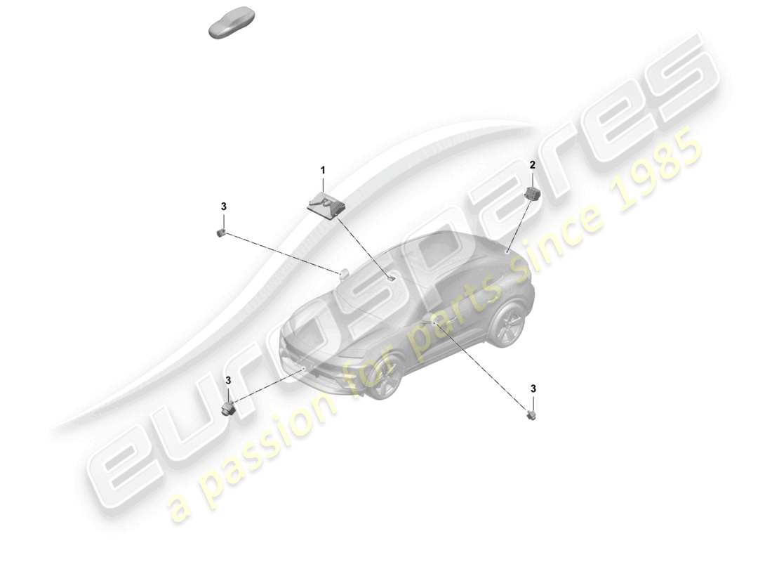 porsche 2025 (macan-e) cámara vista superior real cámara frontal diagrama de piezas
