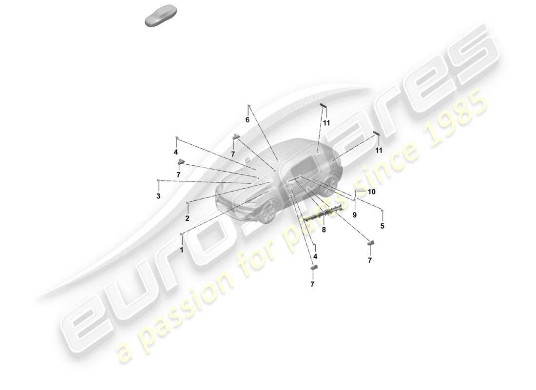 porsche 2025 (macan-e) luz de advertencia de la puerta tapa trasera iluminación interior de las puertas diagrama de piezas