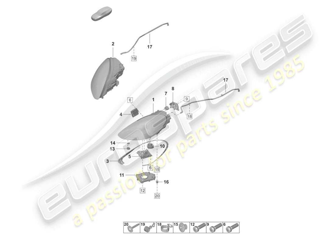 porsche 2022 (panamera 971-2) diagrama de piezas del faro led pdls+