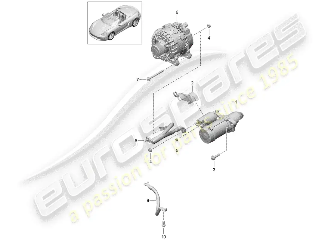 porsche 2020 (718 boxster) inicio diagrama de piezas