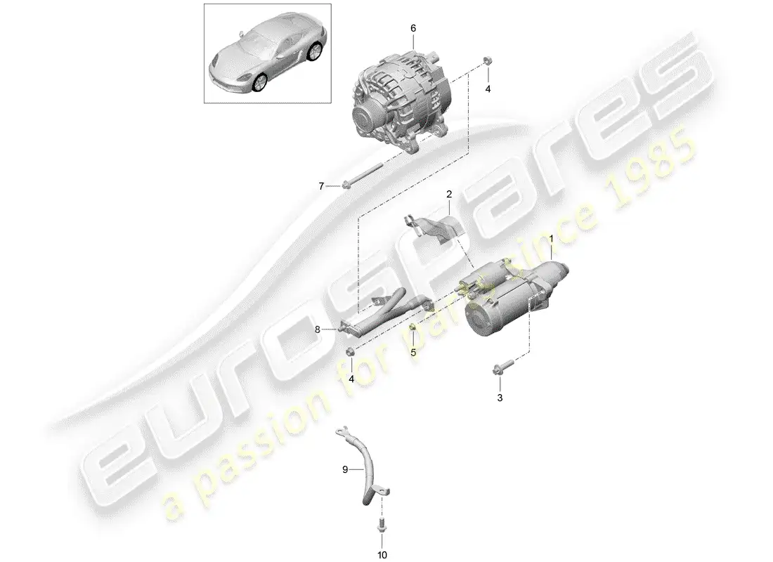 porsche 2020 (718 cayman) inicio diagrama de piezas