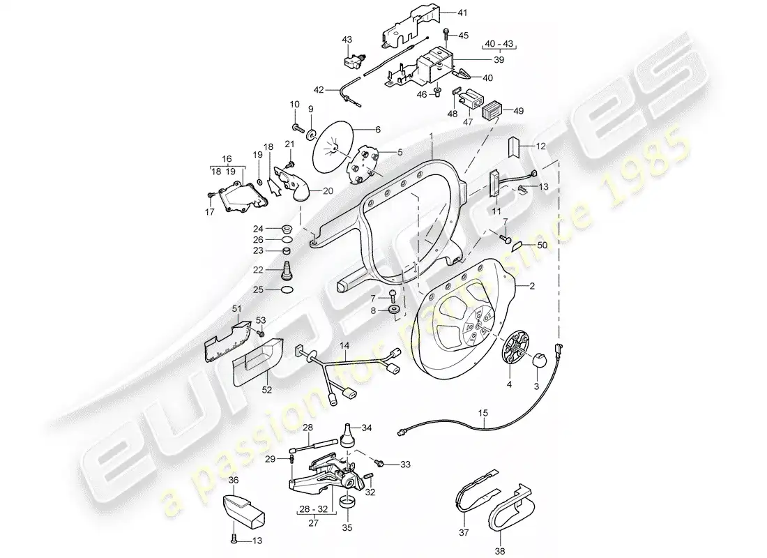 porsche 2006 (cayenne e1 9pa) marco soporte rueda de repuesto diagrama de piezas