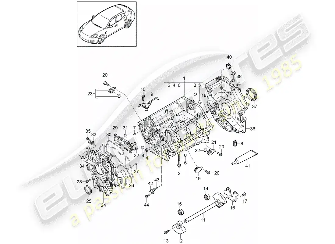 porsche 2012 (panamera 970) crankcase diagrama de piezas