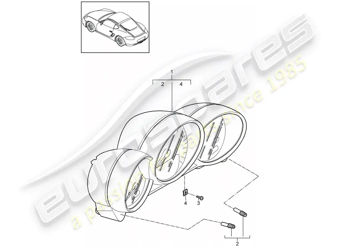 porsche 2012 (987 cayman) instruments diagrama de piezas