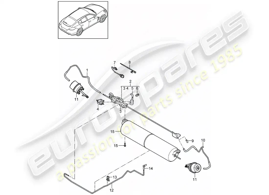 porsche 2011 (panamera 970) sistema de escape diagrama de piezas