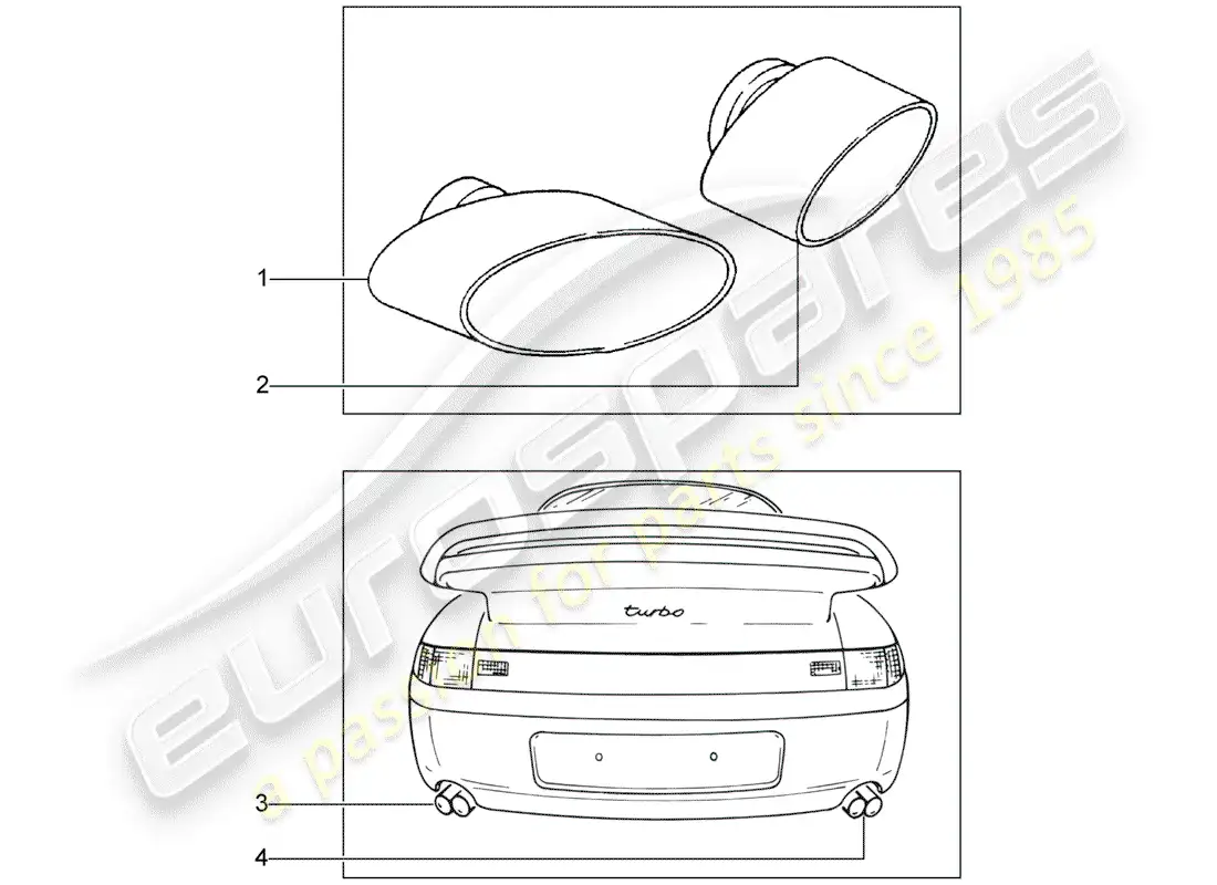 porsche 1990 (tequipment) tubo de escape diagrama de piezas