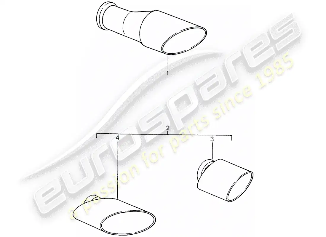 porsche 1990 (tequipment) tubo de escape diagrama de piezas