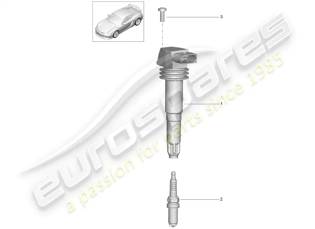 porsche 2016 (981 cayman gt4) sistema de encendido diagrama de piezas