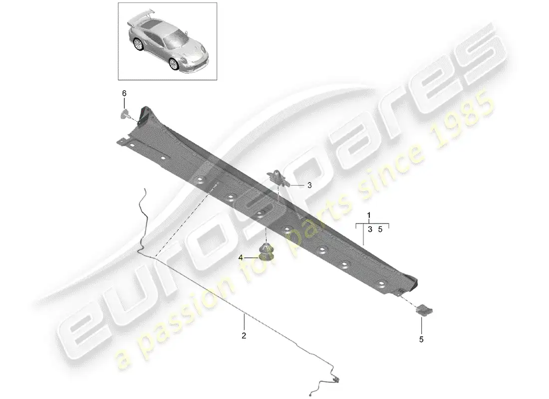 porsche 2016 (991-1 turbo) moldura de larguero diagrama de piezas