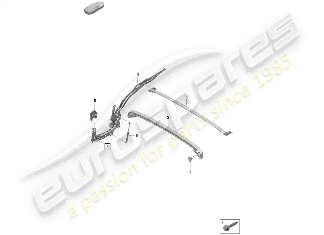 porsche 2019 (718 boxster spyder) marco superior diagrama de piezas