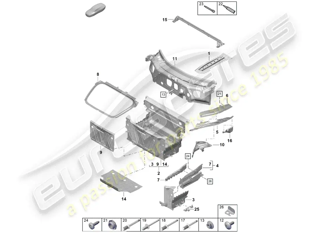 porsche 2019 (718 boxster spyder) interfaz diagrama de piezas