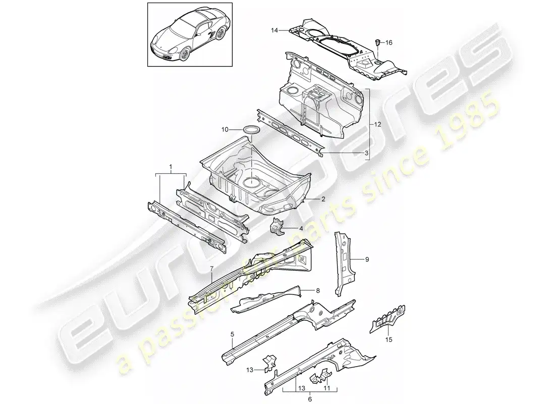 porsche 2010 (987 cayman) interfaz diagrama de piezas