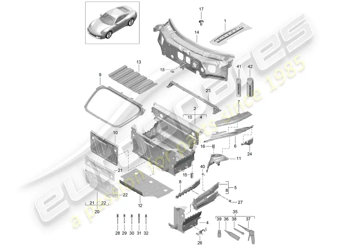porsche 2015 (991-1) interfaz diagrama de piezas