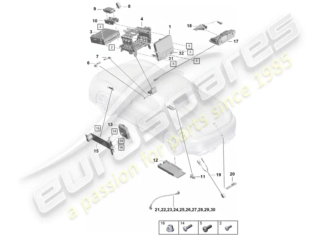 porsche 2019 (718 boxster spyder) unidad operativa diagrama de piezas