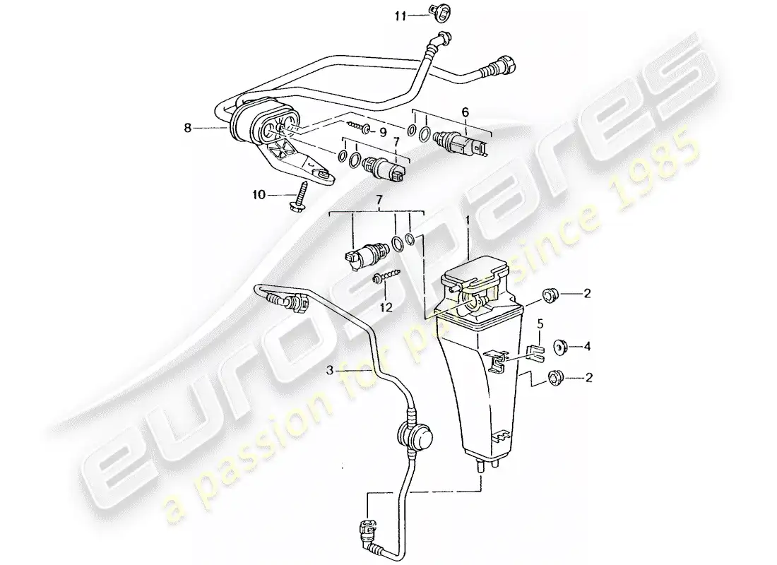 porsche 2002 (996 turbo / gt2) bote de emisiones evaporativas diagrama de piezas