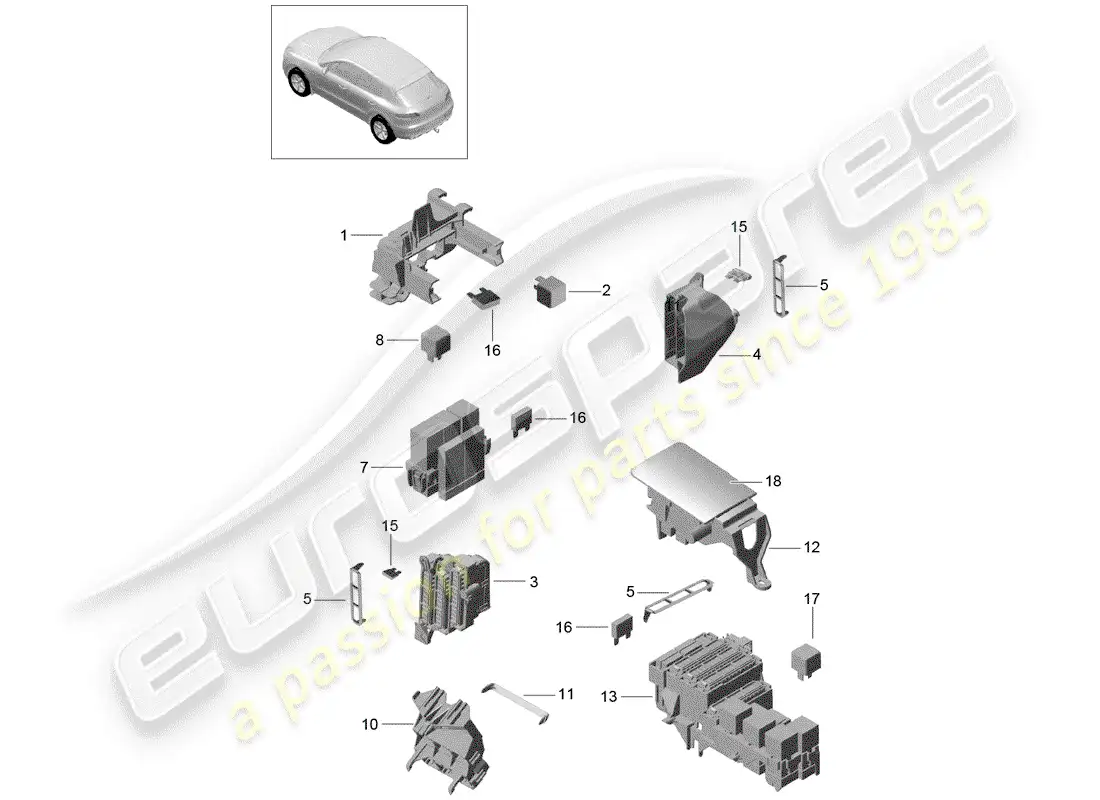 porsche 2014 (macan) caja de fusibles diagrama de piezas
