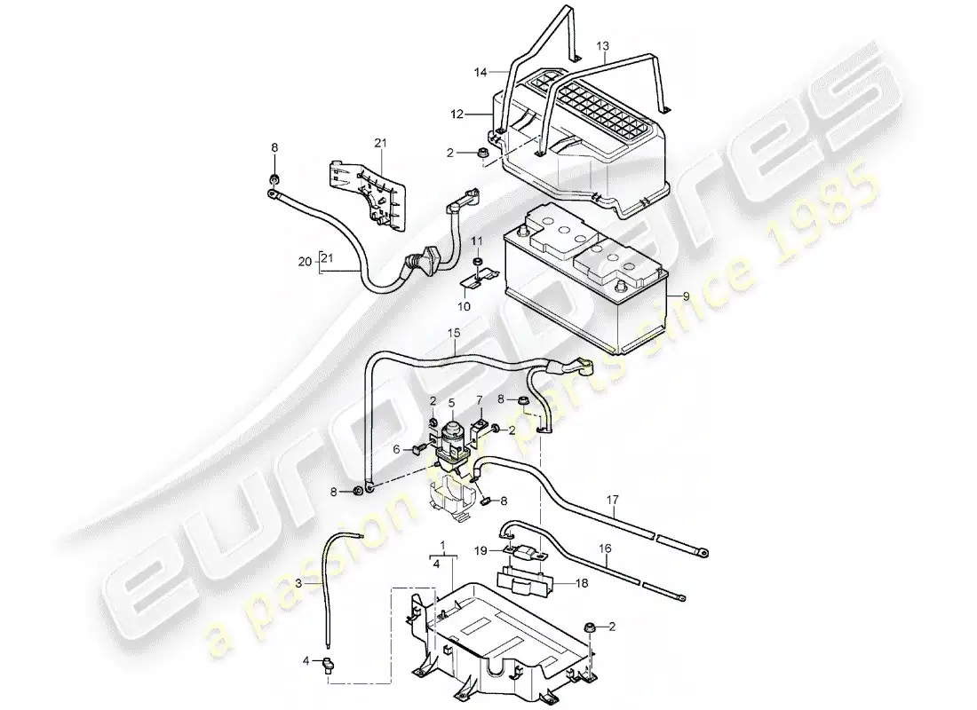 porsche 2003 (cayenne e1 9pa) batería diagrama de piezas