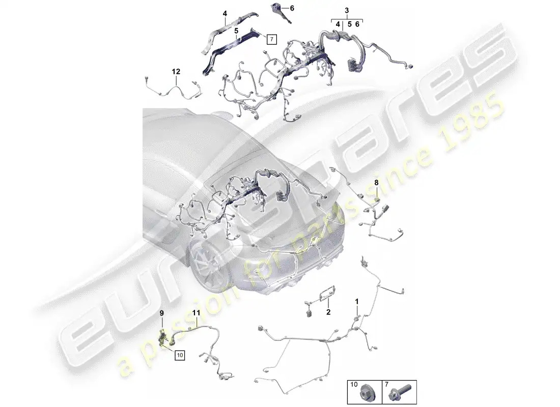 porsche 2019 (718 boxster spyder) cableando arneses diagrama de piezas