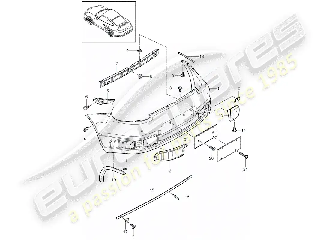 porsche 2012 (997-2 turbo / gt2 rs) recubrimiento diagrama de piezas