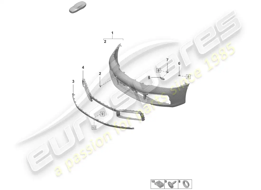 porsche 2019 (992-1) parachoque diagrama de piezas