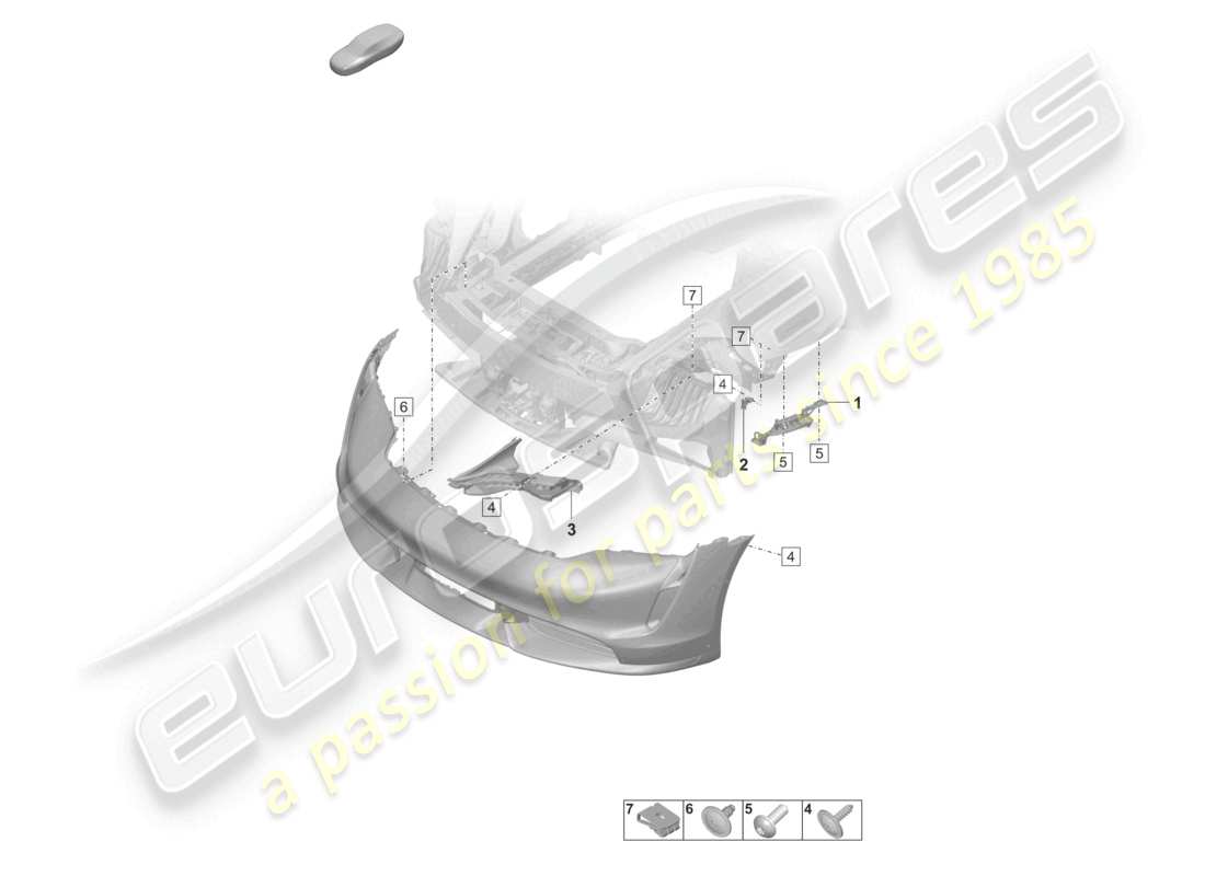 porsche 2023 (taycan 9j1-1) sujetadores de parachoques delantero diagrama de piezas