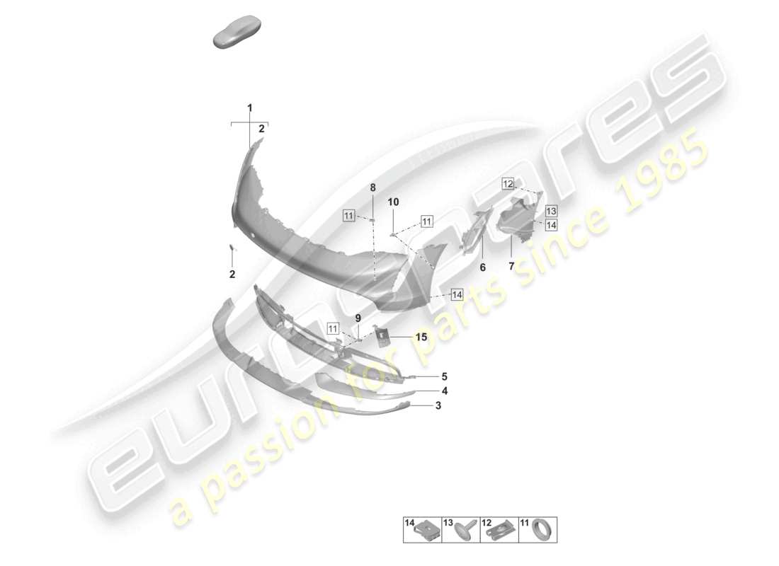 porsche 2021 (taycan 9j1-1) parachoques delantero turbo diagrama de piezas