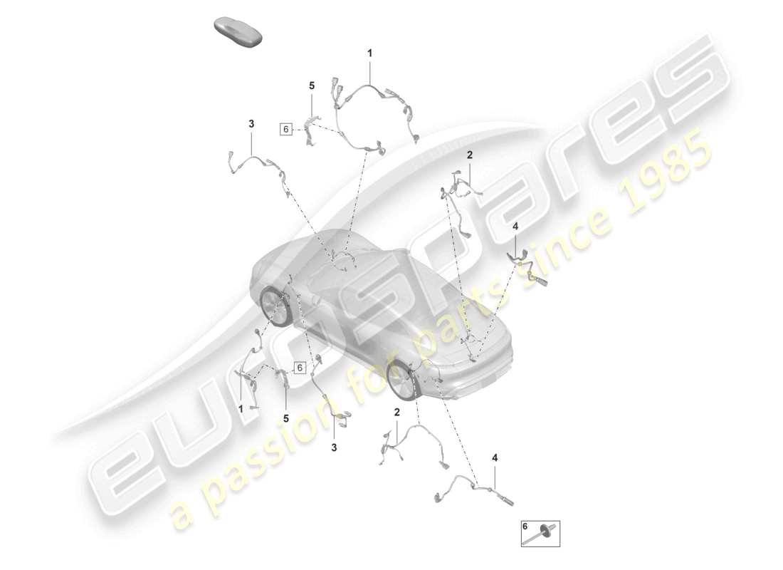 porsche 2021 (taycan 9j1-1) arnés de cableado para sistema de frenos antibloqueo -abs- arnés de cableado para suspensión autonivelante diagrama de piezas