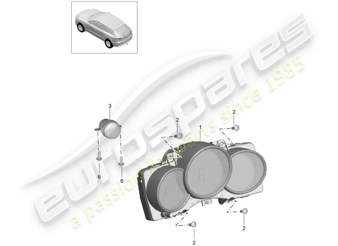 porsche 2016 (macan) combinación de instrumentos diagrama de piezas
