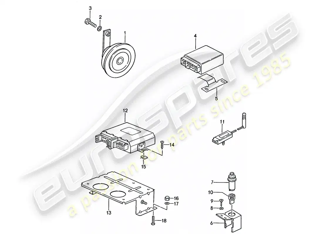 porsche 1990 (944) sistema de alarmas diagrama de piezas