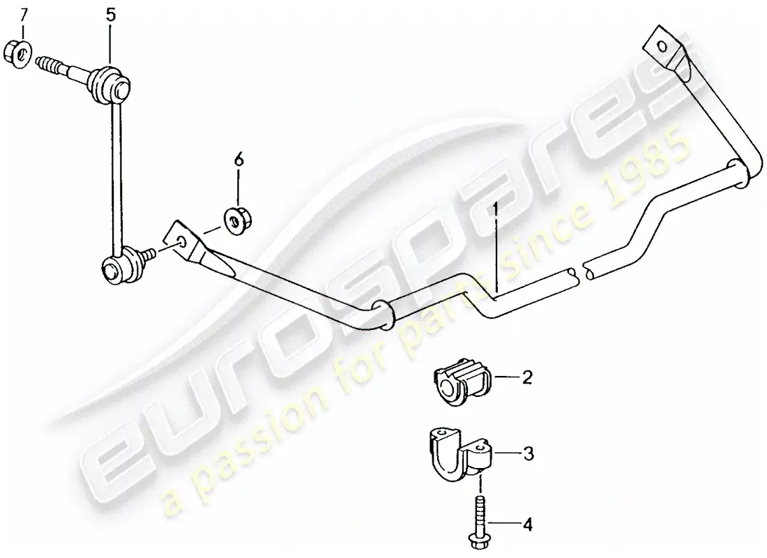 porsche 2002 (986 boxster) estabilizador diagrama de piezas