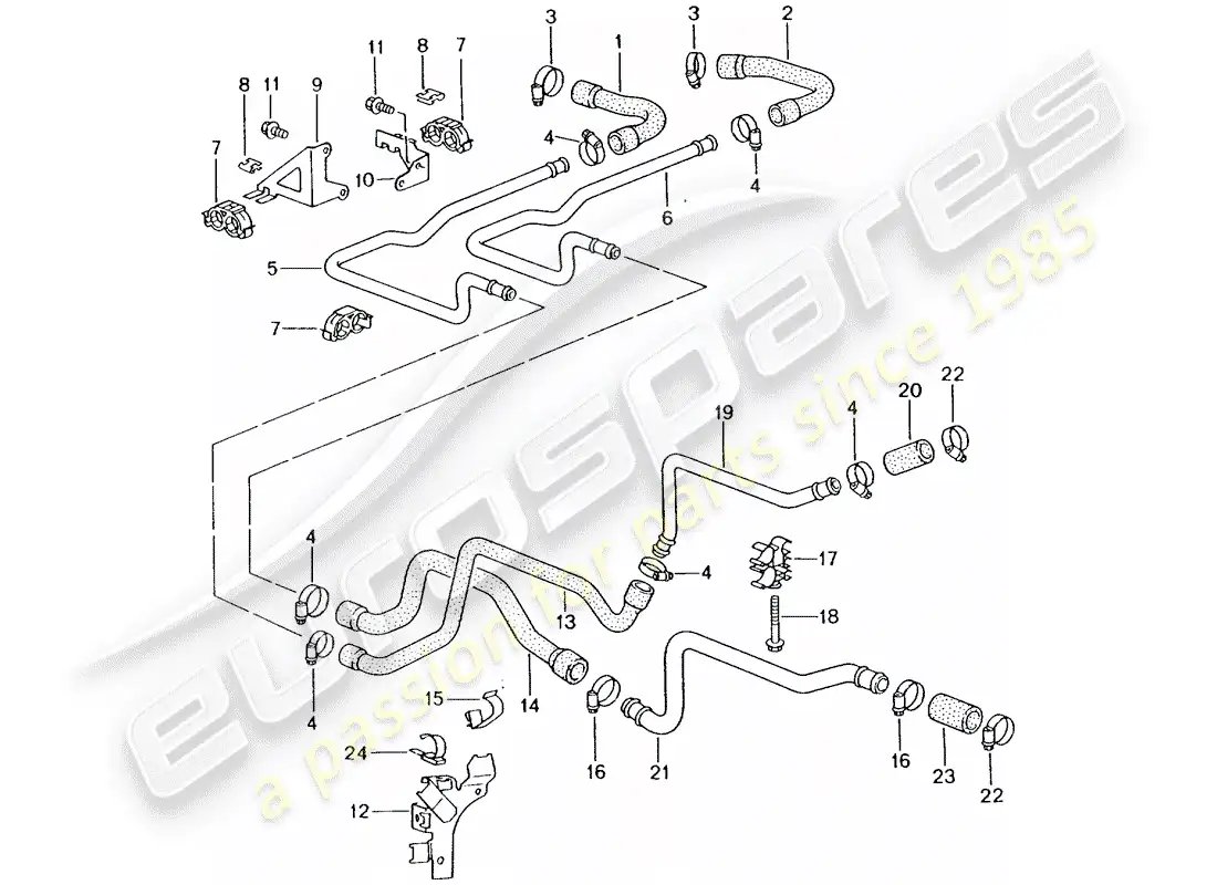 porsche 2002 (996 turbo / gt2) líneas - calentador diagrama de piezas