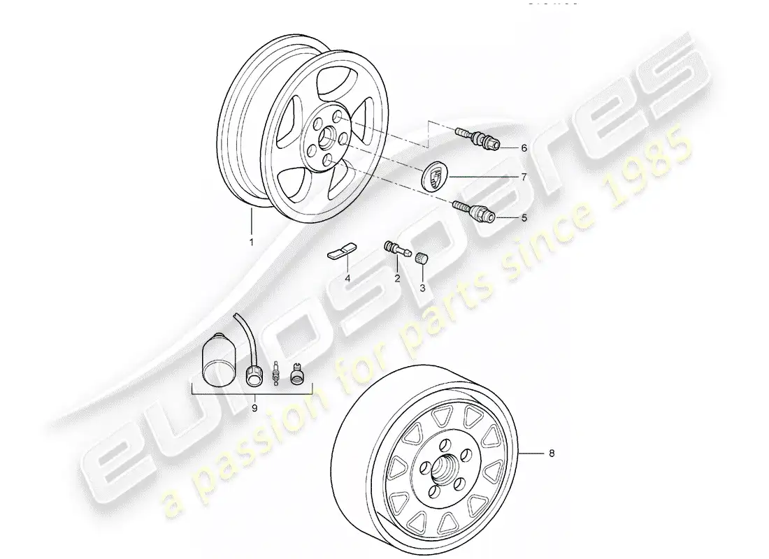 porsche 2006 (997-1) ruedas diagrama de piezas