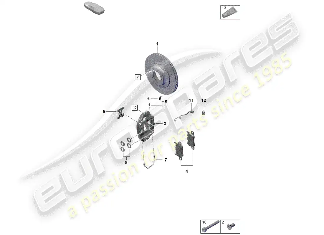 porsche 2020 (718 boxster spyder) frenos de disco diagrama de piezas