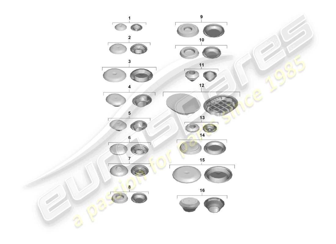 porsche 2022 (718 boxster spyder) diagrama de piezas de tapones