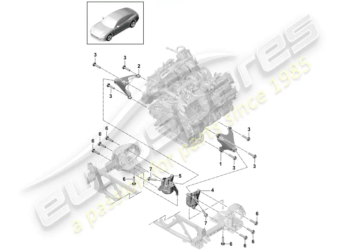 porsche 2018 (panamera 971-1) dispositivo de elevación del motor diagrama de piezas