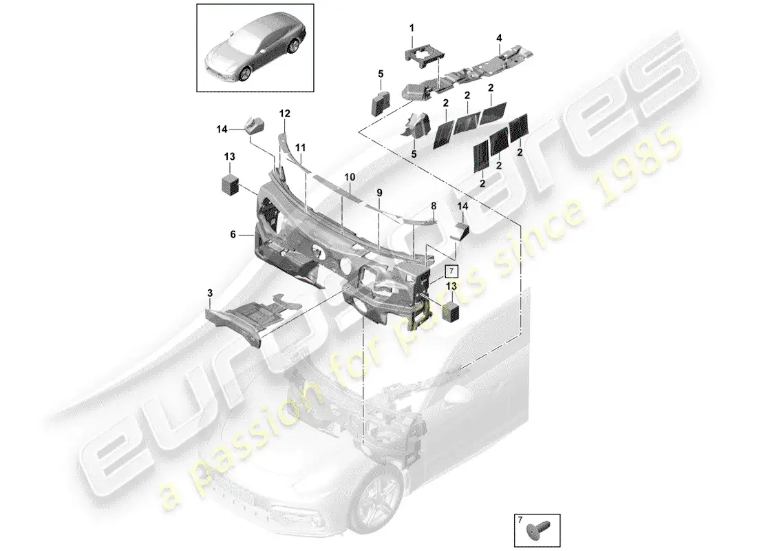 porsche 2019 (panamera 971-1) absorbente de sonido diagrama de piezas