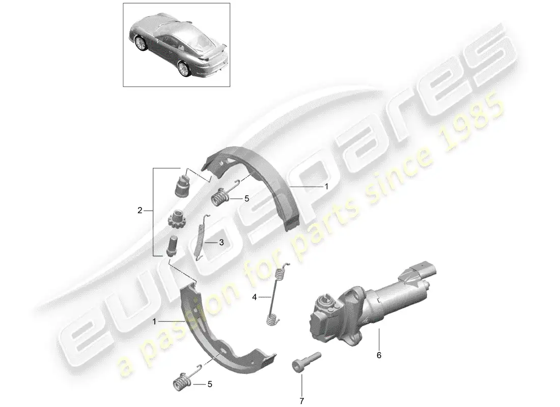 porsche 2015 (991-1 r/gt3/rs) parking brake diagrama de piezas