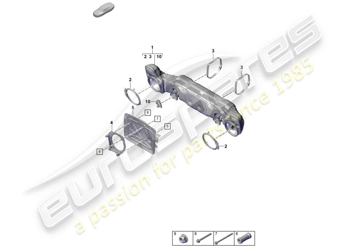 porsche 2023 (992-1 gt3/rs/st) silenciador diagrama de piezas