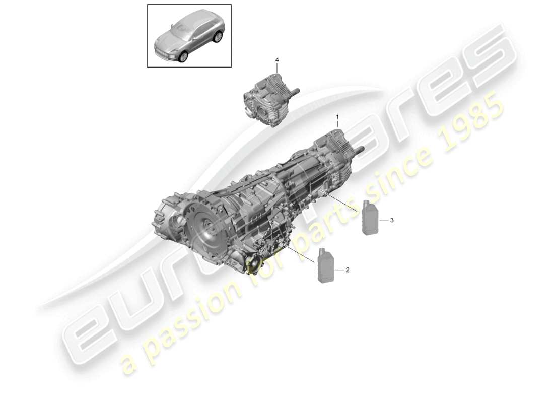 porsche 2021 (macan) 7-speed caja de cambios de doble embrague - pdk - diagrama de piezas