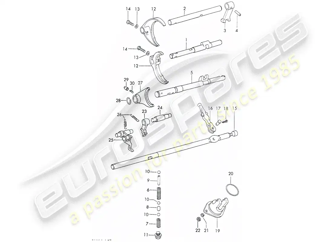porsche 1971 (911) varillas de cambio - horquillas de cambio - tipo 925 - sportomatic - d - mj 1972>> diagrama de piezas
