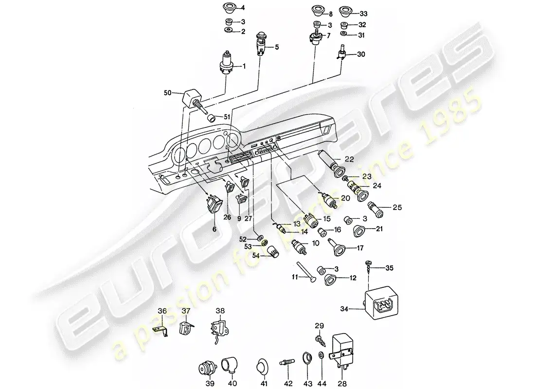 porsche 1977 (911) switch diagrama de piezas