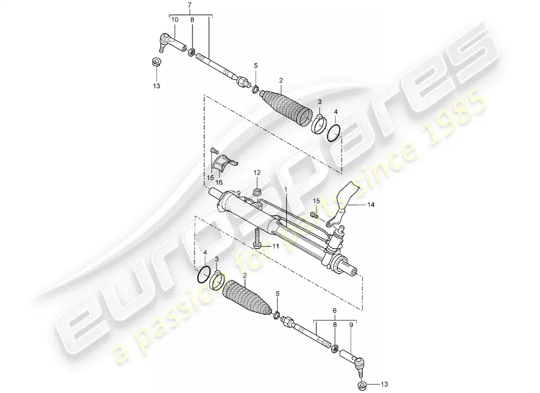 porsche 2004 (cayenne e1 9pa) dirección asistida diagrama de piezas